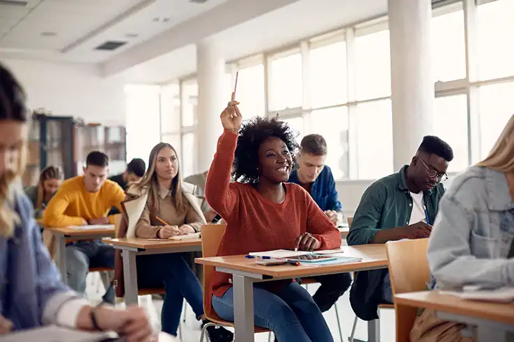 Student raising arm